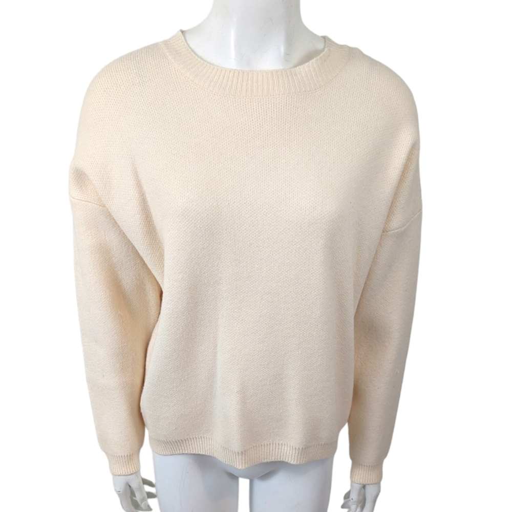 Chelsea and Theodore Crew Neck Sweater Pullover Ivory Off White Womens XL
